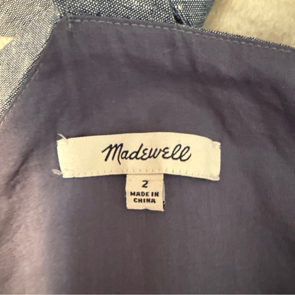 Madewell Chambray Button Front Cross Back Midi Dress Size 2 Pockets Cotton - Picture 7 of 11